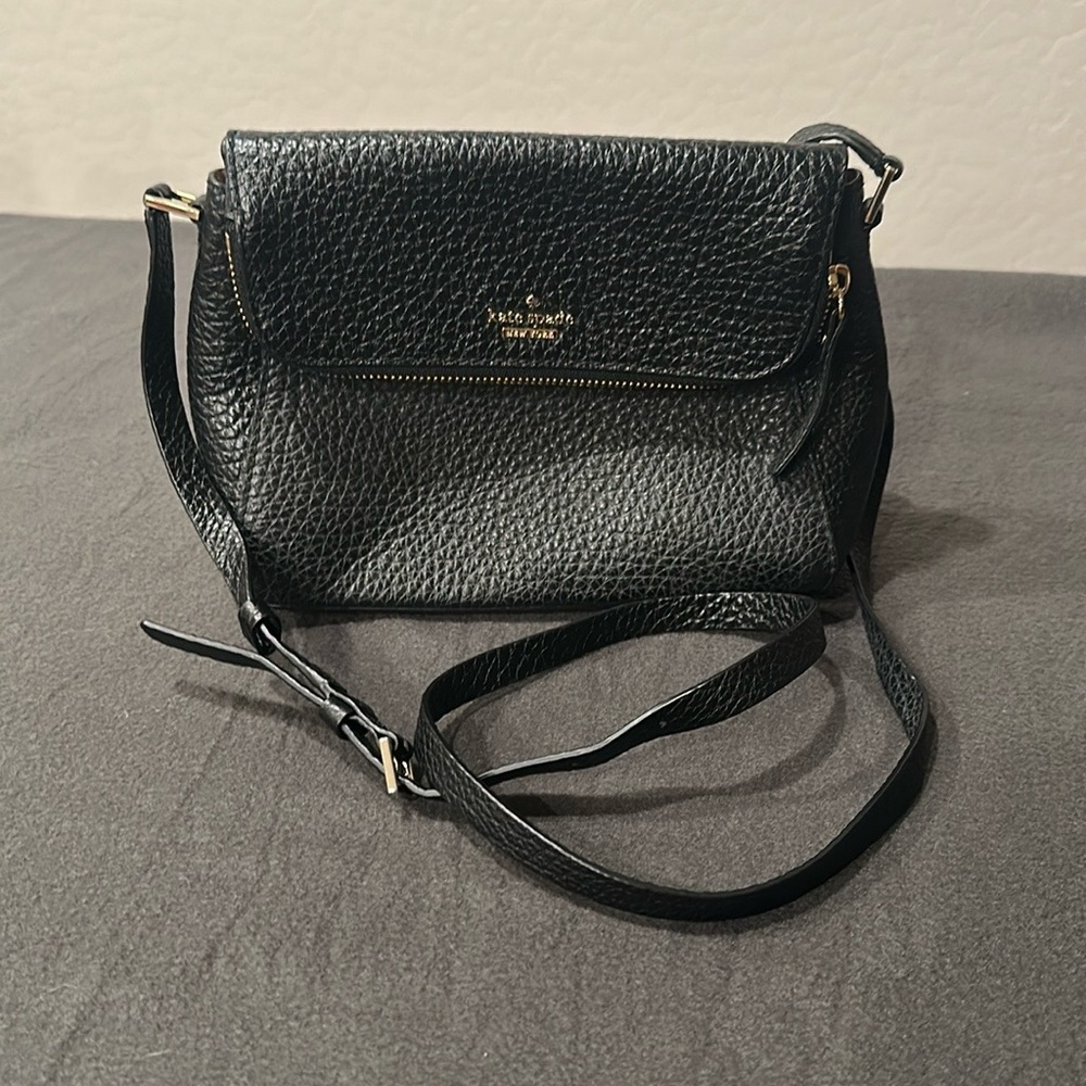 Kate Spade Black crossover bag w fold over zip compartment